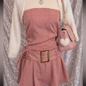 Strapless belted minidress